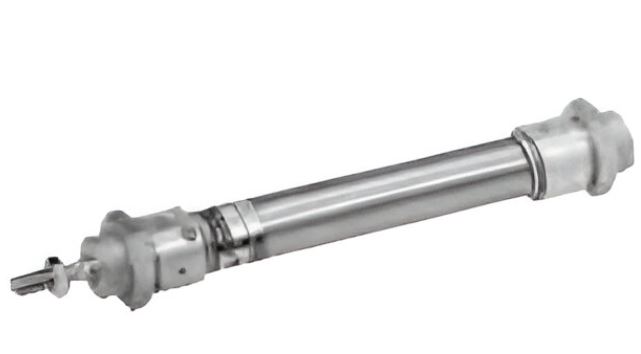 Cylinder diameter 25mm, Crimped, Double acting, Single rod, Rear pivot, Stainless steel caps Stainless steel barrel, Stainless steel rod, Magnetic, High temperature -5°C +80°C Viton, Non-adjustable air cushions