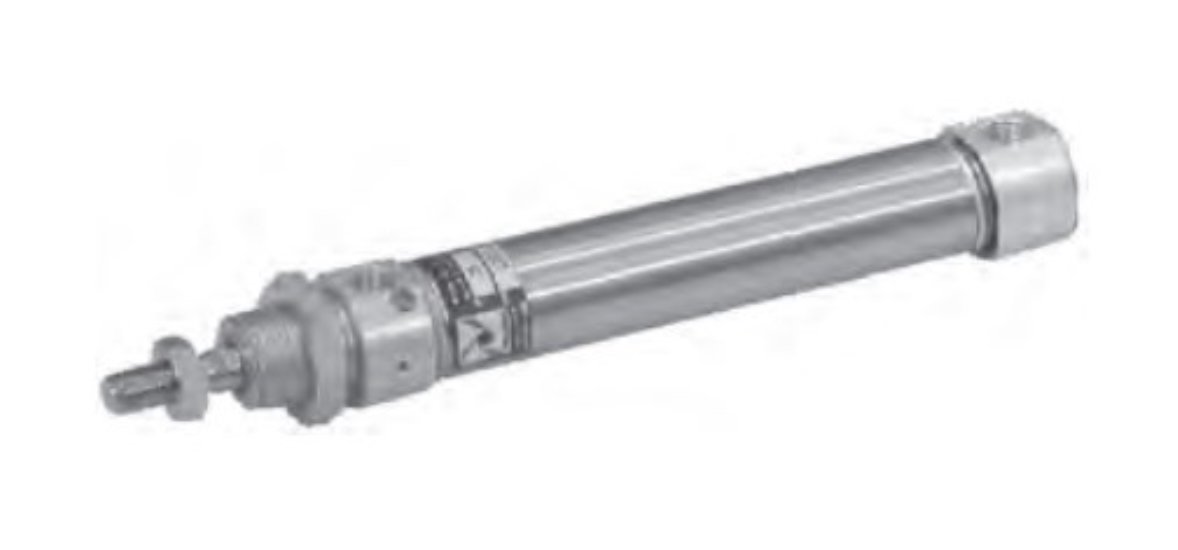 Vérin diamètre 20mm, Sertie, Double effet, Simple tige, Montage avant, Têtes aluminium, Tuyau inox, Tige inox, Magnétique