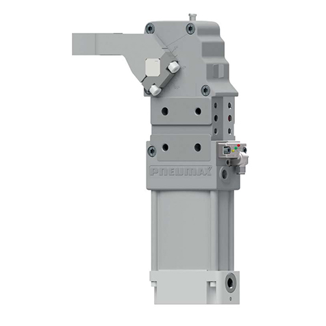 CLAMP, EURPEAN MOUNT, PNEUMATIC, 63 MM BORE, WITH INTEGRATED AUTO-RETAINING MECHANISM, ELECTRONIC SENSOR WITH M12 SWIVEL CONNECTOR, GAS PORTS, NO ARM INCLUDED