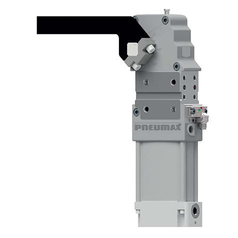 CLAMP, NAAMS MOUNT, PNEUMATIC, 63 MM BORE, WITH INTEGRATED AUTO-RETAINING MECHANISM, ELECTRONIC SENSOR WITH M12 SWIVEL CONNECTOR, G PORTS, NO ARM INCLUDED