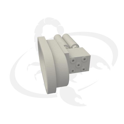 Suction head unit with integrated manifold equipped with 4 cartridges of 2.5mm nozzle with X version mixer
