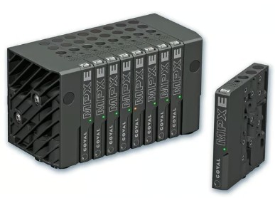 Bloc de 4 MPXE,Micro-Pompe a vide pilotées,vide maxi 85%, 1 mm de buse, Vide NF avec Soufflage Standard, ilot version double (2 Entrées 8x10 mm a compression et 2 échappements 10 x 12mm a compression)