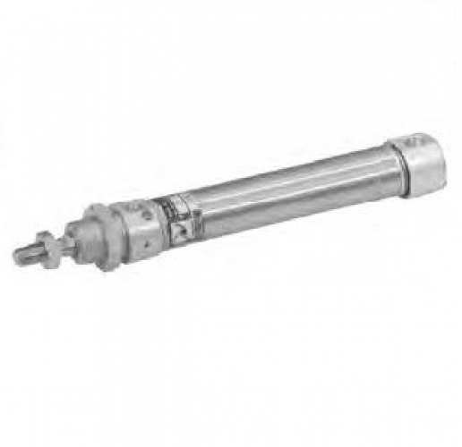 Vérin diamètre 20mm, Sertie, Double effet, Simple tige, Montage avant, Têtes aluminium, Tuyau inox, Tige inox, Magnétique, Ammortie ajustable