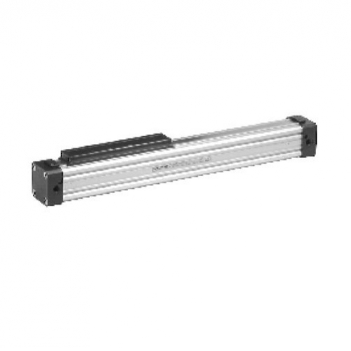 Vérin sans tige à bandelle diamètre 63mm, Réparable, Double effet, Corps aluminium, Magnétique, Bandelles en acier inoxydable, Chariot en aluminium, Guide sur double rail d'acier avec roulement à billes, 2 fixations sensor incluses