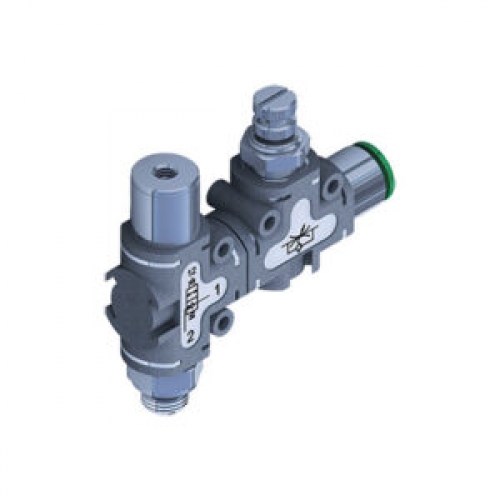 Valve de blocage 90° unidirectionnelle + Régulateur de débit unidirectionnel, Raccord droit Ø4 X G 1/8 mâle